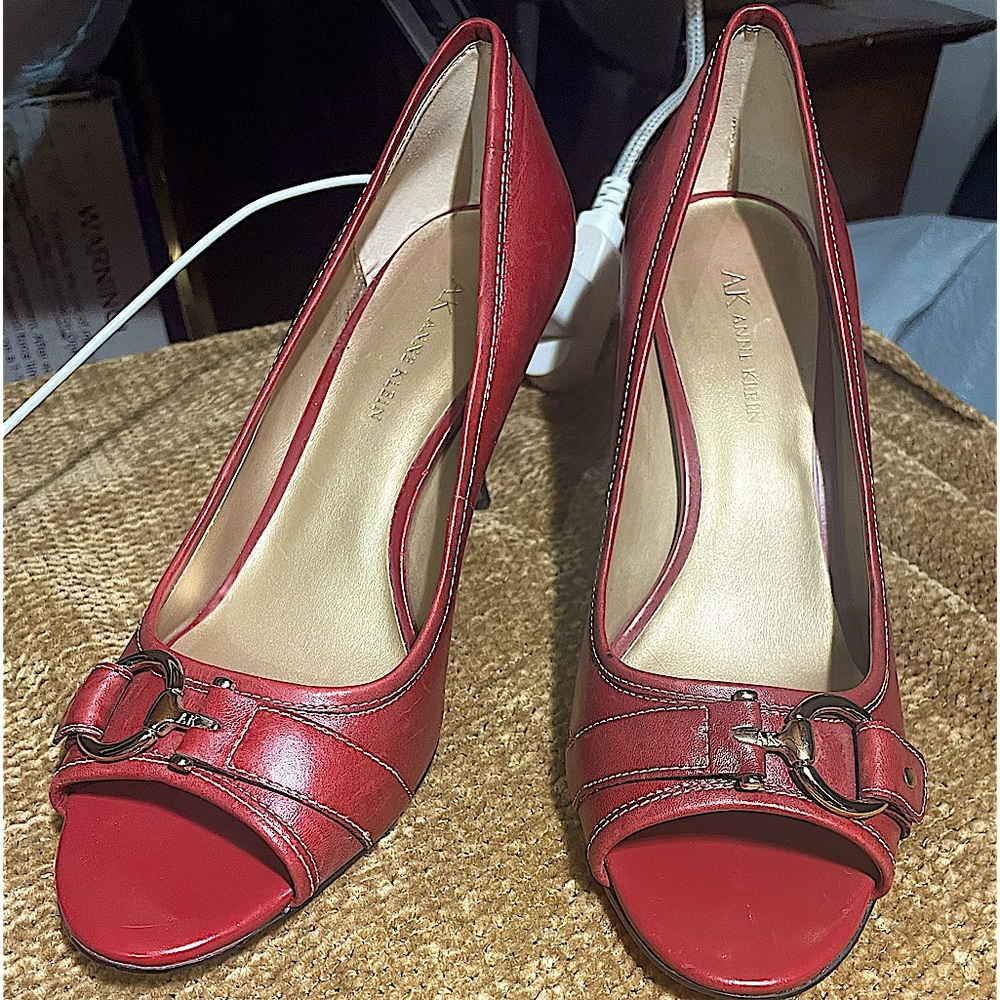 Anne Klein Leather Heels with Buckle Detail